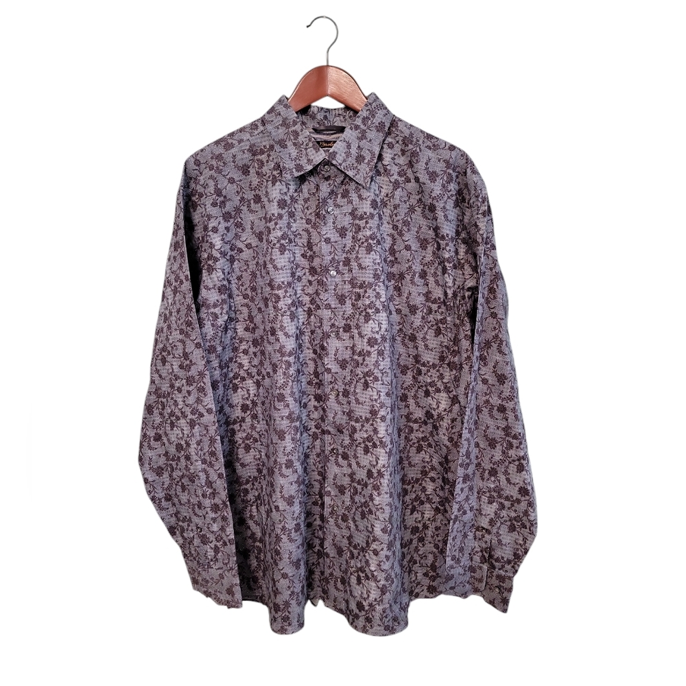 Broletto Designer Luxury Mens Cotton Floral‎ Button Front Shirt Size XL